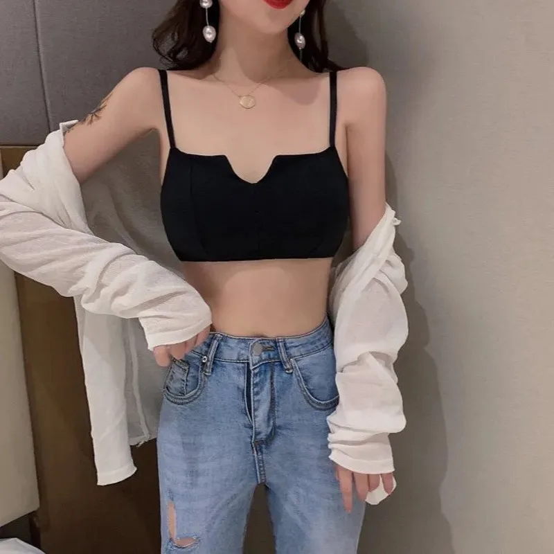 Sexy Cotton Crop Tops Women Wireless Bralette Top Female Spaghetti Strap T-shirt Cropped With Chest Padded Camisole Camis
Sexy Cotton Crop Tops Women Wireless Bralette Top Female Spaghetti Strap T-shirt Cropped With Chest Padded Camisole Camis