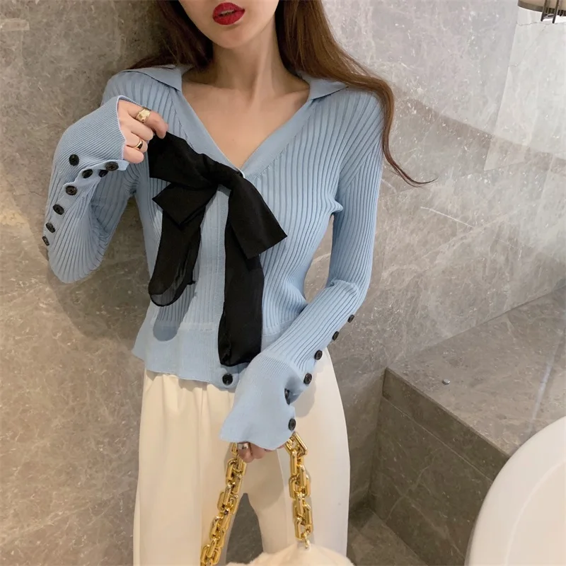 Spring Autumn Women Elegant Slim Bowknot Lace Up Knitting Flare Long Sleeve Sweater Pullovers
Spring Autumn Women Elegant Slim Bowknot Lace Up Knitting Flare Long Sleeve Sweater Pullovers