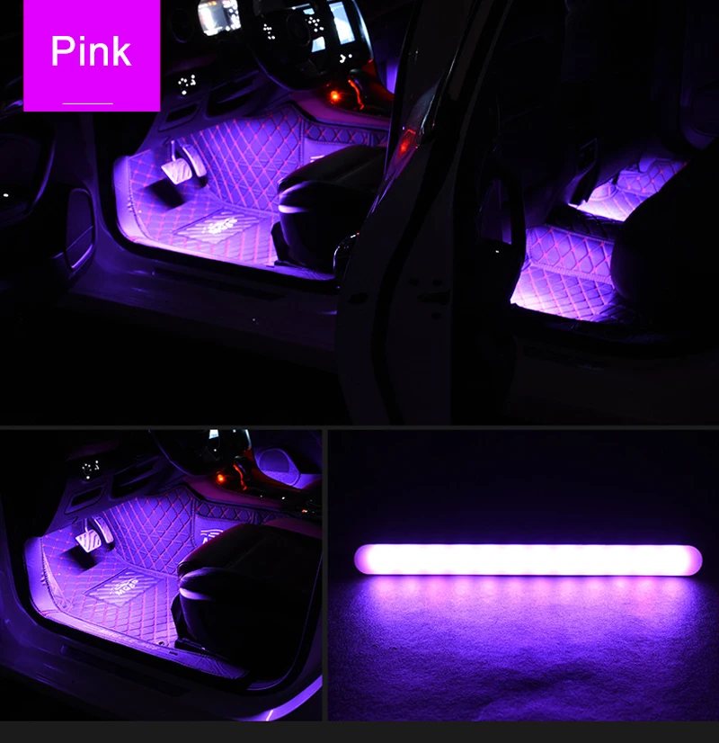 4pcs Car Decorative Lamps RGB Pathway Floor Light Strip Remote Control 12V LED Music Voice Sound Control Car Atmosphere Lights
4pcs Car Decorative Lamps RGB Pathway Floor Light Strip Remote Control 12V LED Music Voice Sound Control Car Atmosphere Lights