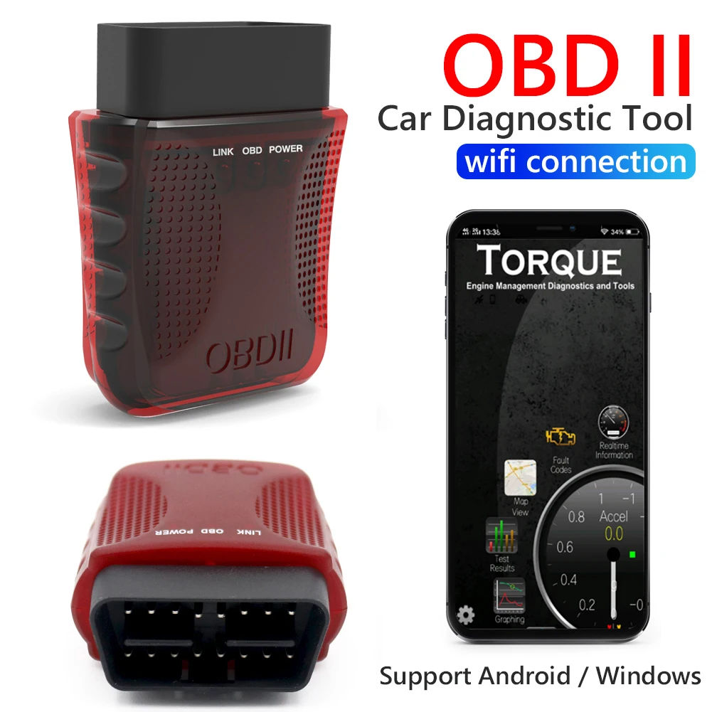 ELM327 Bluetooth-compatible Car Universal Check Engine WiFi OBD2 Scanner OBDII Code Reader Car Diagnostic Tool for iOS Android
ELM327 Bluetooth-compatible Car Universal Check Engine WiFi OBD2 Scanner OBDII Code Reader Car Diagnostic Tool for iOS Android