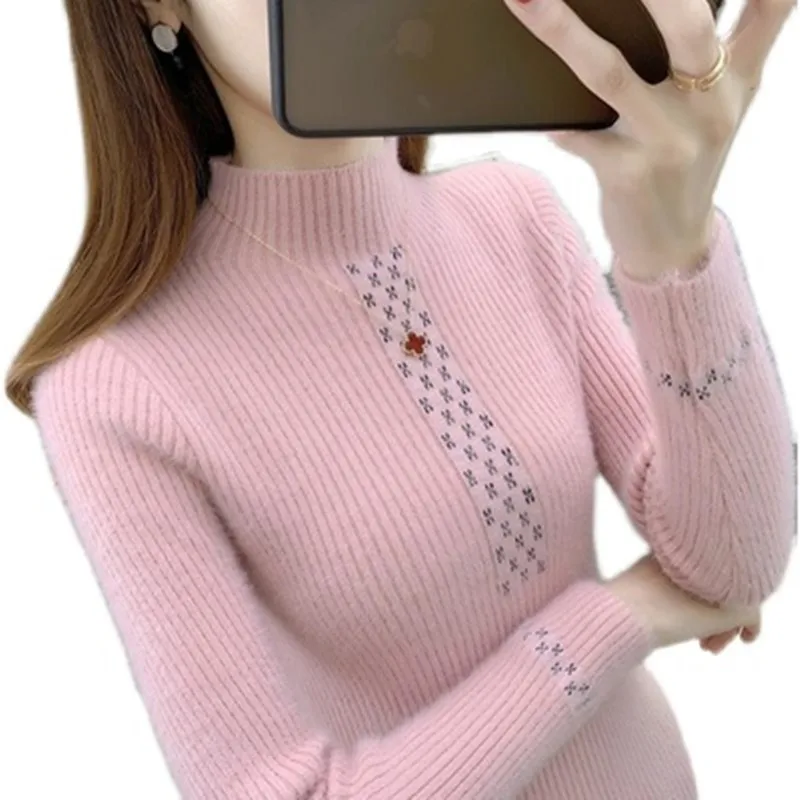 Imitation mink velvet sweater women 2022 new autumn and winter knitt bottoming shirt ladies half high neck slim sweater top H184
Imitation mink velvet sweater women 2022 new autumn and winter knitt bottoming shirt ladies half high neck slim sweater top H184
