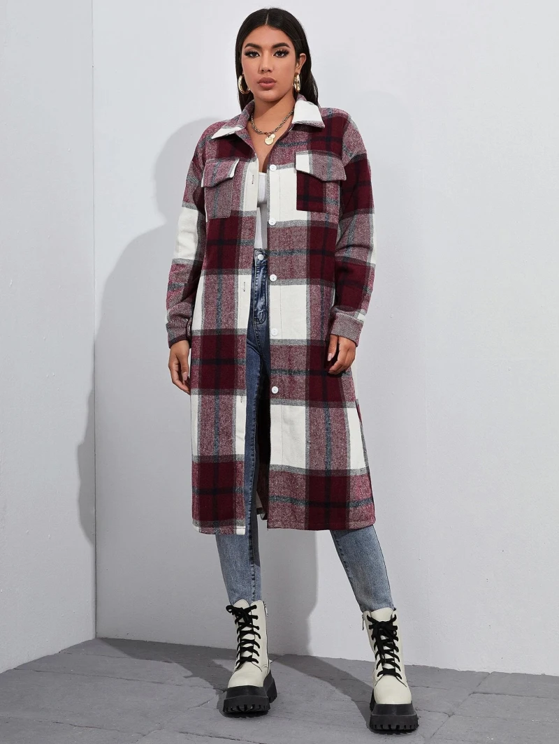 Women Retro Long Sleeve Loose Long Plaid Shirt Casual Turn-down Collar Single-breasted Cardigan Tops
Women Retro Long Sleeve Loose Long Plaid Shirt Casual Turn-down Collar Single-breasted Cardigan Tops