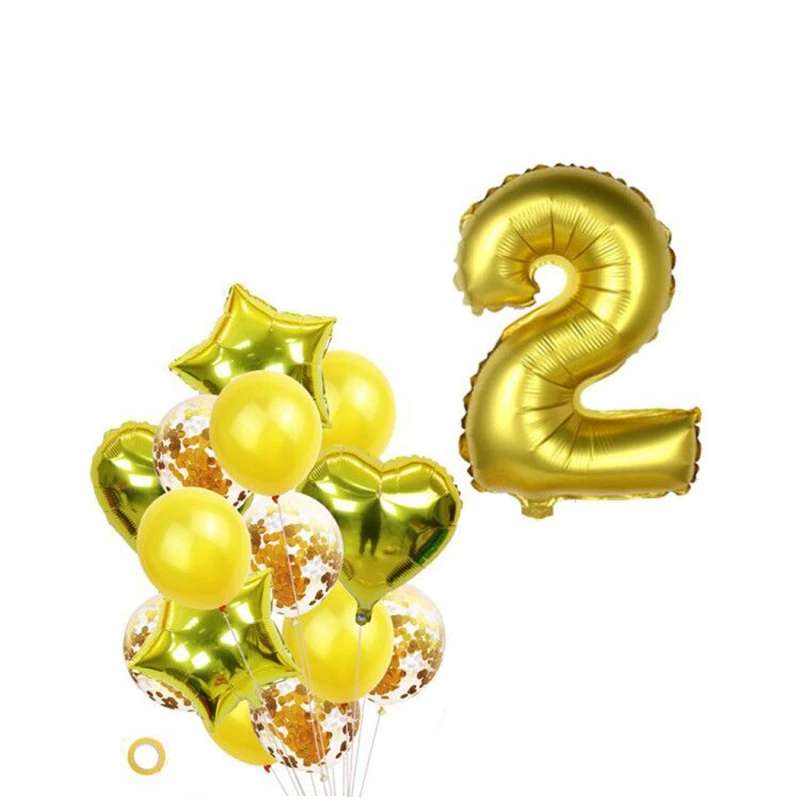 16pcs Gold Star Heart Foil Pure Confetti Latex Balloon Set 32inch Digital Kids Favor Baby Birthday Package Decoration Suit 
16pcs Gold Star Heart Foil Pure Confetti Latex Balloon Set 32inch Digital Kids Favor Baby Birthday Package Decoration Suit
