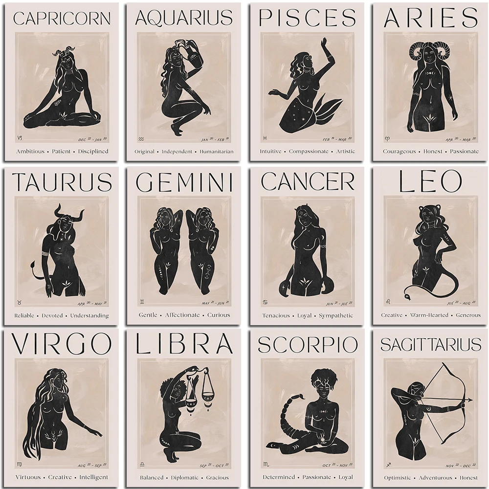 Retro 12 Zodiac Posters Capricorn Aries Gemini Cancer Leo Libra Sagittarius Constellation Canvas Wall Art Pictures Home Decor
Retro 12 Zodiac Posters Capricorn Aries Gemini Cancer Leo Libra Sagittarius Constellation Canvas Wall Art Pictures Home Decor