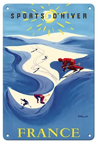 Winter Sports - Skiing French Alps by Bernard Villemot c.1948 Metal Tin Sign
Winter Sports - Skiing French Alps by Bernard Villemot c.1948 Metal Tin Sign