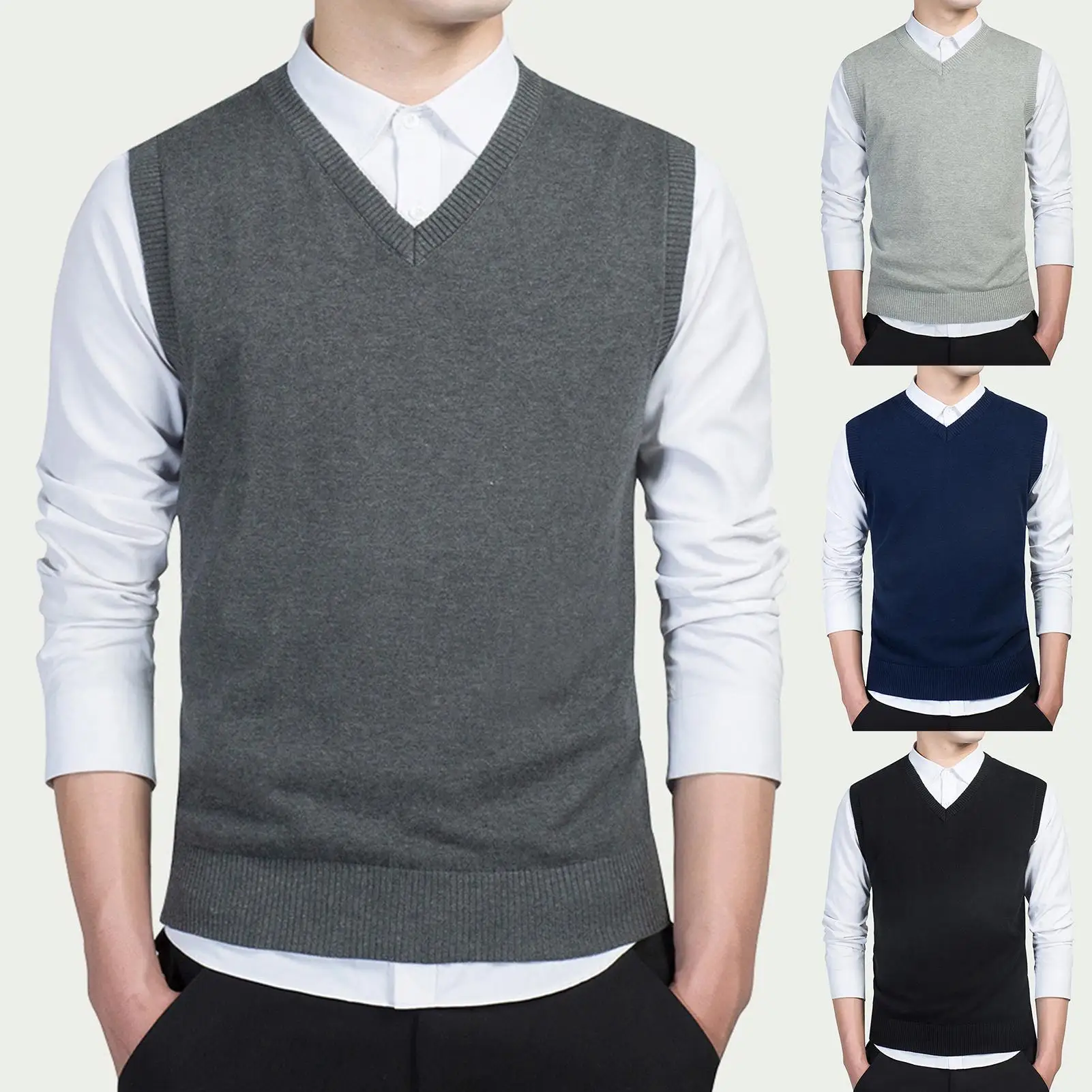 Men Autumn Winter Solid Color Sleeveless V Neck Knitted Sweater Business Vest
Men Autumn Winter Solid Color Sleeveless V Neck Knitted Sweater Business Vest