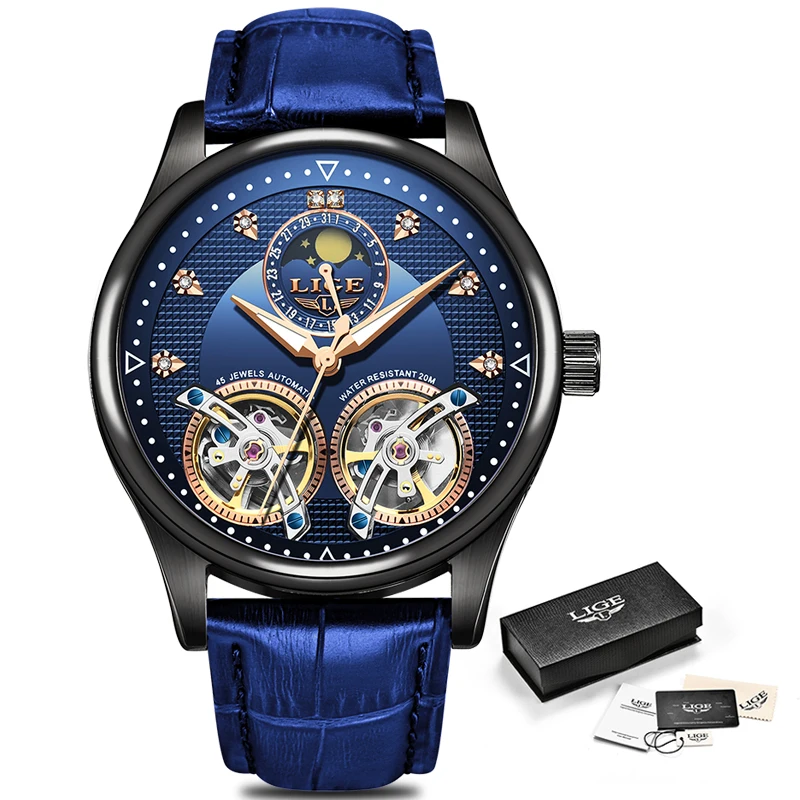 2020 New LIGE Mens Watches Luxury Leather Double Tourbillon Mechanical Watch Men Fashion Business Automatic Waterproof Watch+Box 
2020 New LIGE Mens Watches Luxury Leather Double Tourbillon Mechanical Watch Men Fashion Business Automatic Waterproof Watch+Box