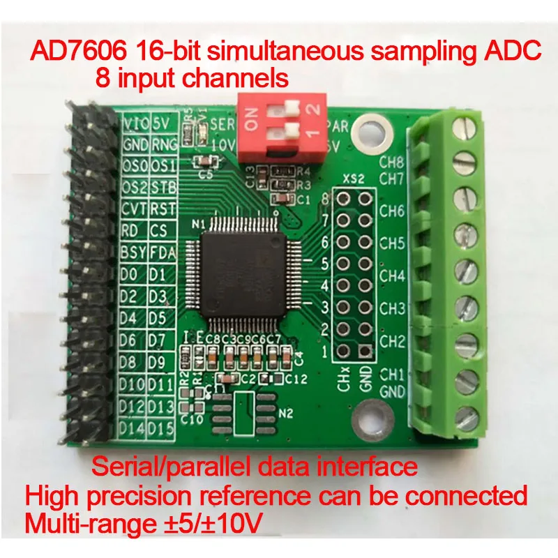 AD7606 Multi-channel AD Data Acquisition Module 16-bit ADC 8-channel Simultaneous 200K Sampling Rate
AD7606 Multi-channel AD Data Acquisition Module 16-bit ADC 8-channel Simultaneous 200K Sampling Rate
