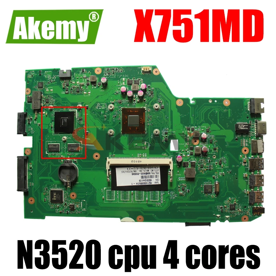 Материнская плата Akemy X751MD для ноутбука Asus X751MJ X751M K751M протестированная