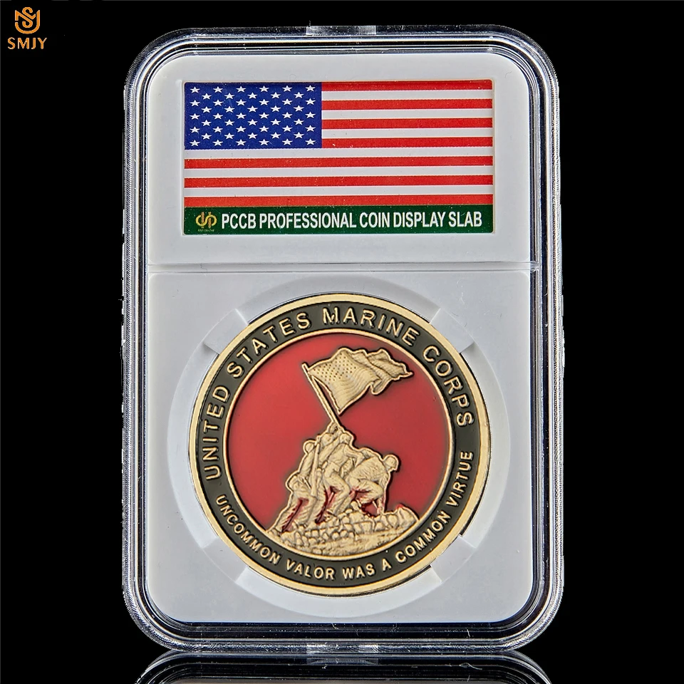 

U.S. Marine Corps Semper Fidelis Challenge Coin Uncommon Valor Was A Common Virtue Metal Token Coin Collection W/PCCB