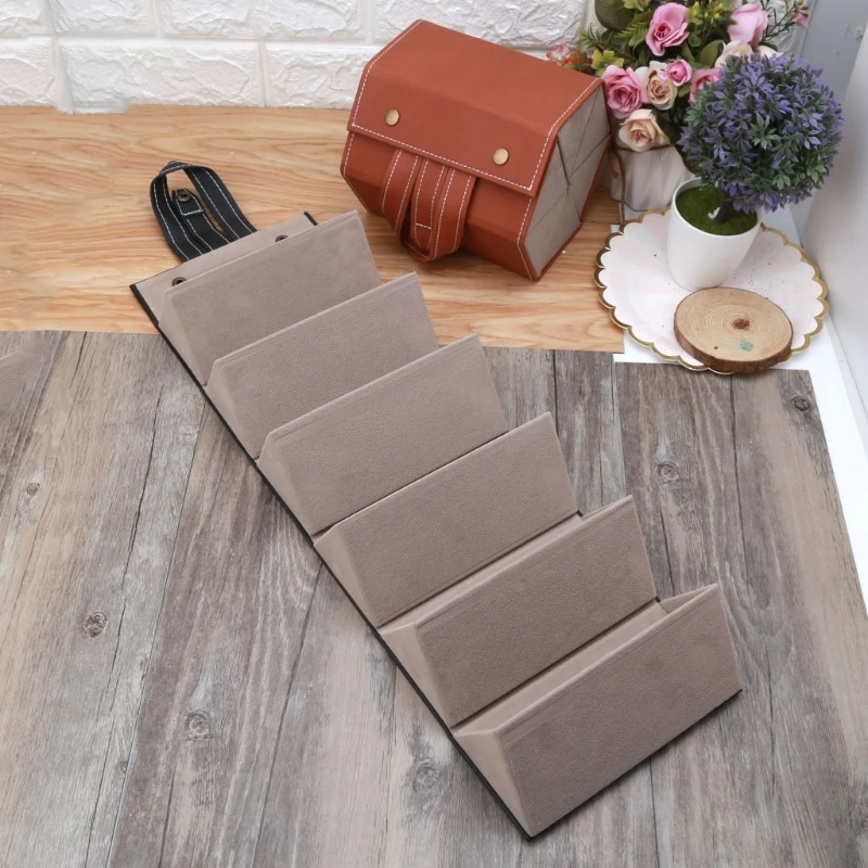 6 Slots Foldable PU Leather Sunglasses Eyeglasses Travel Organizer Case Multiple Hanging Eyewear Holder Display