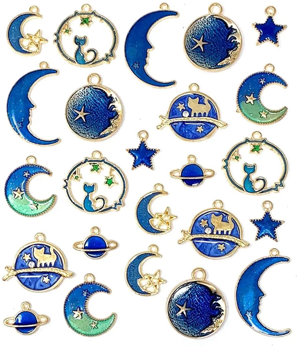 Assorted Gold Plated Enamel Cat Moon Star Celestial Charm Pendant DIY for Earrings Necklace Bracelet Jewelry Making Crafting
Assorted Gold Plated Enamel Cat Moon Star Celestial Charm Pendant DIY for Earrings Necklace Bracelet Jewelry Making Crafting