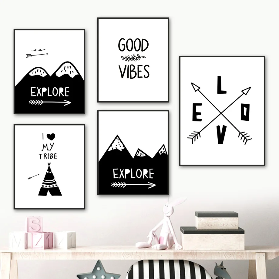 Cartoon Black White Arrow Tent Mountain Baby Wall Art Canvas Painting Nordic Posters And Prints Wall Pictures Kids Room Decor
Cartoon Black White Arrow Tent Mountain Baby Wall Art Canvas Painting Nordic Posters And Prints Wall Pictures Kids Room Decor