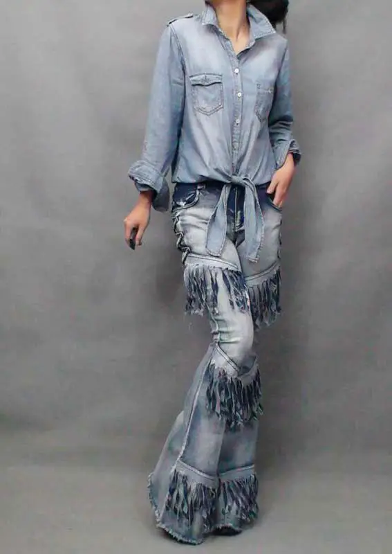 European Women's Cool Wild Gradient Skinny Flare Pants Jeans Motorcycle Tassels Bell Bottom Denim Trousers Female Boot Cut Pant
European Women's Cool Wild Gradient Skinny Flare Pants Jeans Motorcycle Tassels Bell Bottom Denim Trousers Female Boot Cut Pant