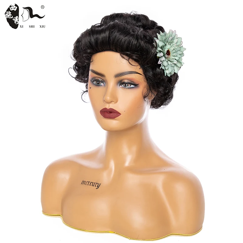 XISHIXIU Blonde Brown Burg Black Color Bob Pixie Cut Curly 98% Blend Human Hair Wig With Bangs For White/Black Women Brazilian 
XISHIXIU Blonde Brown Burg Black Color Bob Pixie Cut Curly 98% Blend Human Hair Wig With Bangs For White/Black Women Brazilian