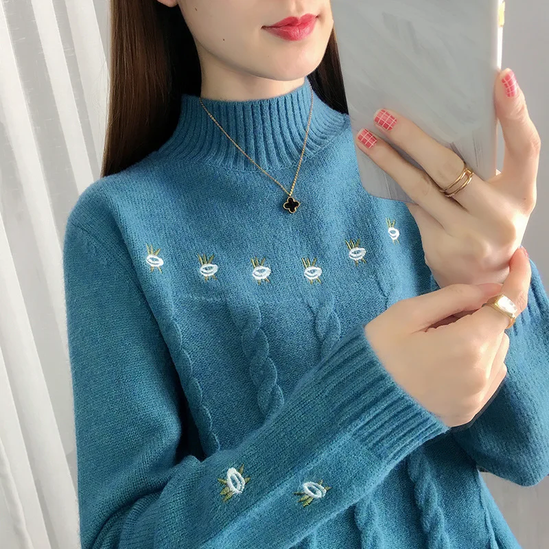 Autumn Embroidery Knitted Sweaters Women Turtleneck Pullovers Casual Long Sleeve Female Jumpers Korean Loose Sweater Pullovers
Autumn Embroidery Knitted Sweaters Women Turtleneck Pullovers Casual Long Sleeve Female Jumpers Korean Loose Sweater Pullovers