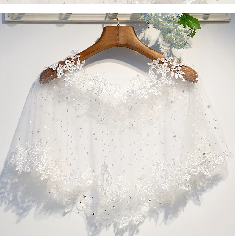 Bling Bling Wedding Wrap Lace Applique Bridal Cape 2021 Star Sequins O Neck Shawl Fashion Party Matching Accessories YSAN1073
Bling Bling Wedding Wrap Lace Applique Bridal Cape 2021 Star Sequins O Neck Shawl Fashion Party Matching Accessories YSAN1073
