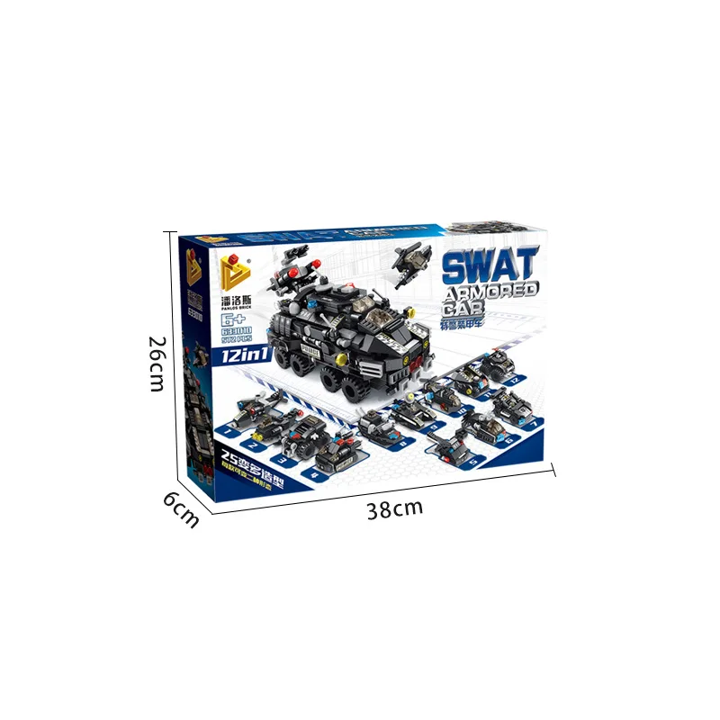 PANLOS Blocks 12IN1 City Police Vehicle Army Helicoptor Turn Into SWAT Armored Vehicle Building Blocks Educational Toys for Boys
PANLOS Blocks 12IN1 City Police Vehicle Army Helicoptor Turn Into SWAT Armored Vehicle Building Blocks Educational Toys for Boys