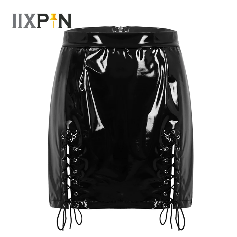 Summer Womens Casual Pencil Skirt Wet Look Patent Leather Bodycon Skirts High Waist Thigh Split With Lace Up Bodycon Mini Skirt
Summer Womens Casual Pencil Skirt Wet Look Patent Leather Bodycon Skirts High Waist Thigh Split With Lace Up Bodycon Mini Skirt