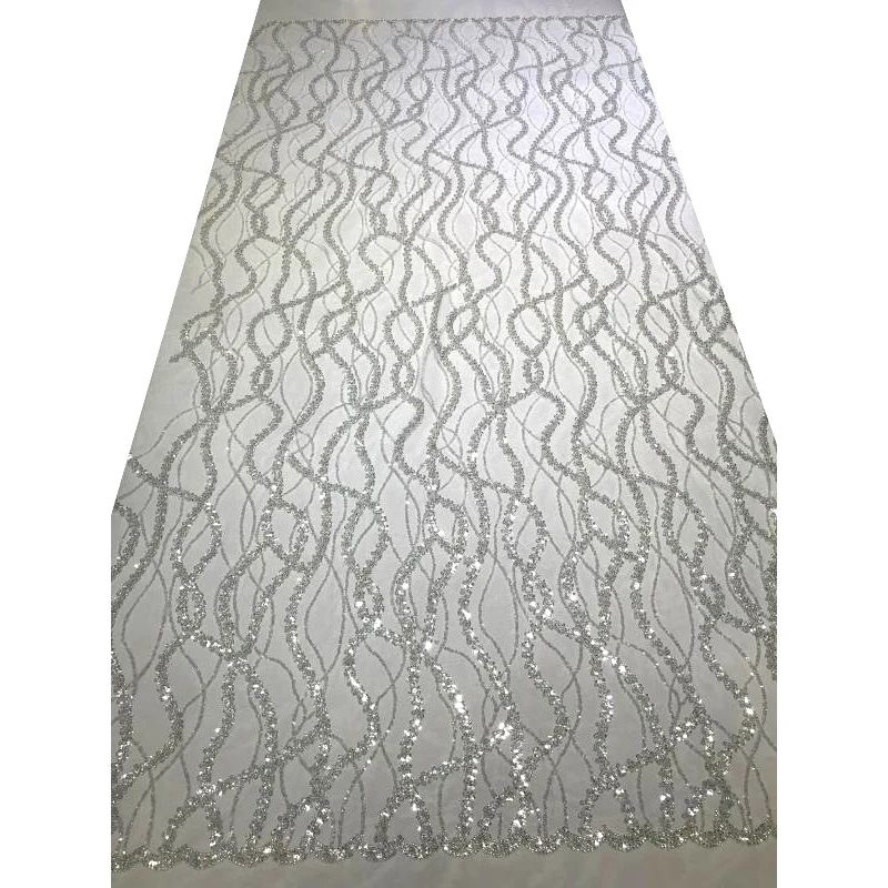 French Silver Glitter Net Sequins Luxury Heavy Beaded Lace Fabric by the Yard White Wedding Party Dresses Material Curvy Design
French Silver Glitter Net Sequins Luxury Heavy Beaded Lace Fabric by the Yard White Wedding Party Dresses Material Curvy Design