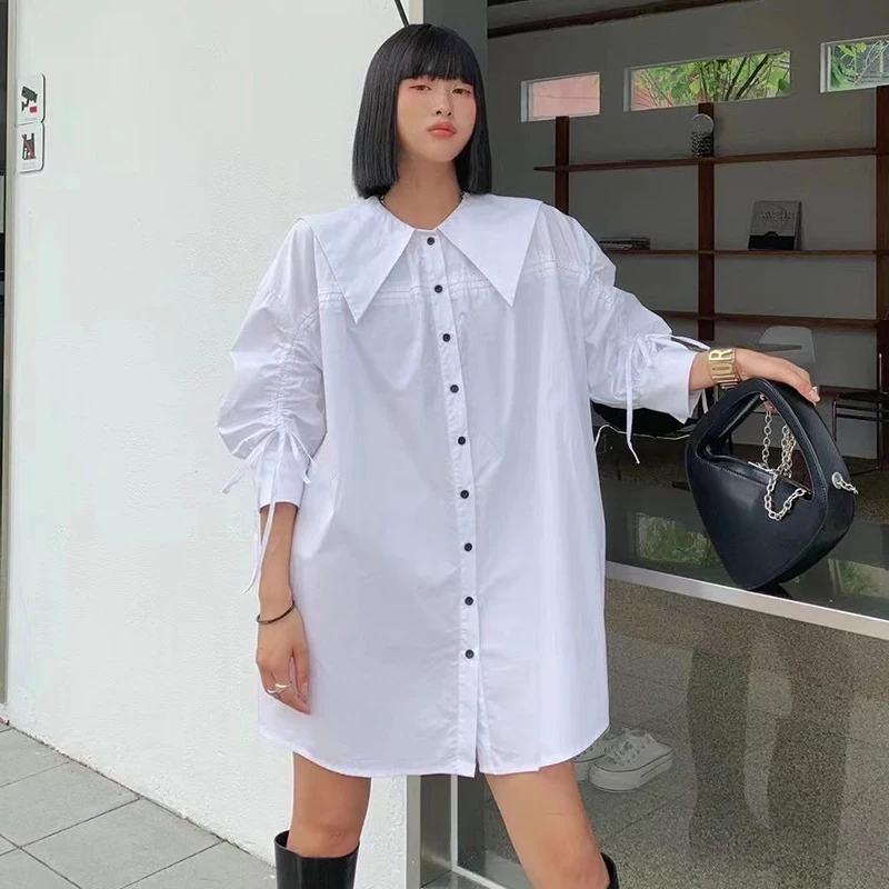 Button Loose Blouse For Women Lapel Patchwork Female Fashion White Drawstring Shirt New Clothing Spring Tide
Button Loose Blouse For Women Lapel Patchwork Female Fashion White Drawstring Shirt New Clothing Spring Tide