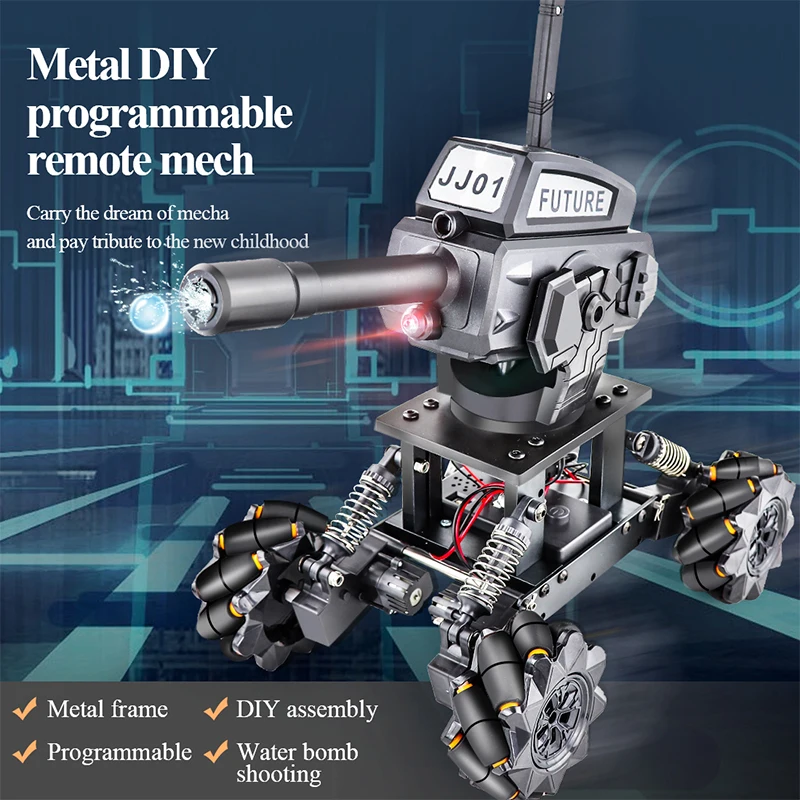 Alloy RC Tank DIY Programming Remote Control Toy Can Launch Water Bomb Children Four-wheel Drive RC Mech VS RoboMaster S1
Alloy RC Tank DIY Programming Remote Control Toy Can Launch Water Bomb Children Four-wheel Drive RC Mech VS RoboMaster S1