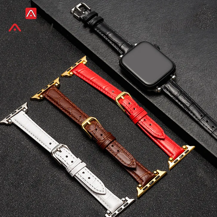 Ремешок из натуральной кожи для Apple Watch iwatch 6 5 4 3 2 SE тонкий сменный Браслет с