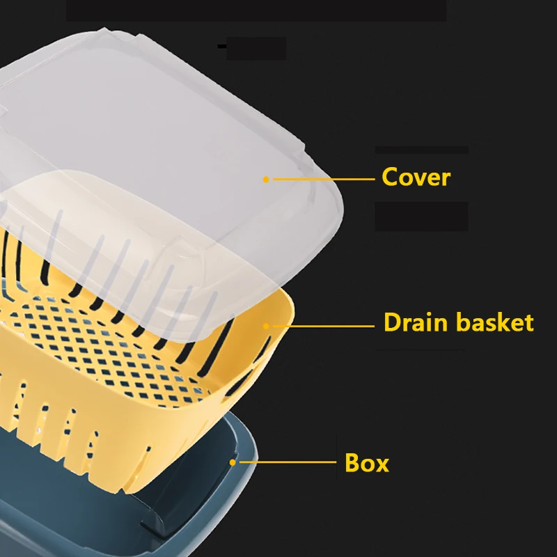 Double-Layer Drain Basket Lid Refrigerator Crisper Multifunctional Square Large Size Washing Vegetable Basket
Double-Layer Drain Basket Lid Refrigerator Crisper Multifunctional Square Large Size Washing Vegetable Basket