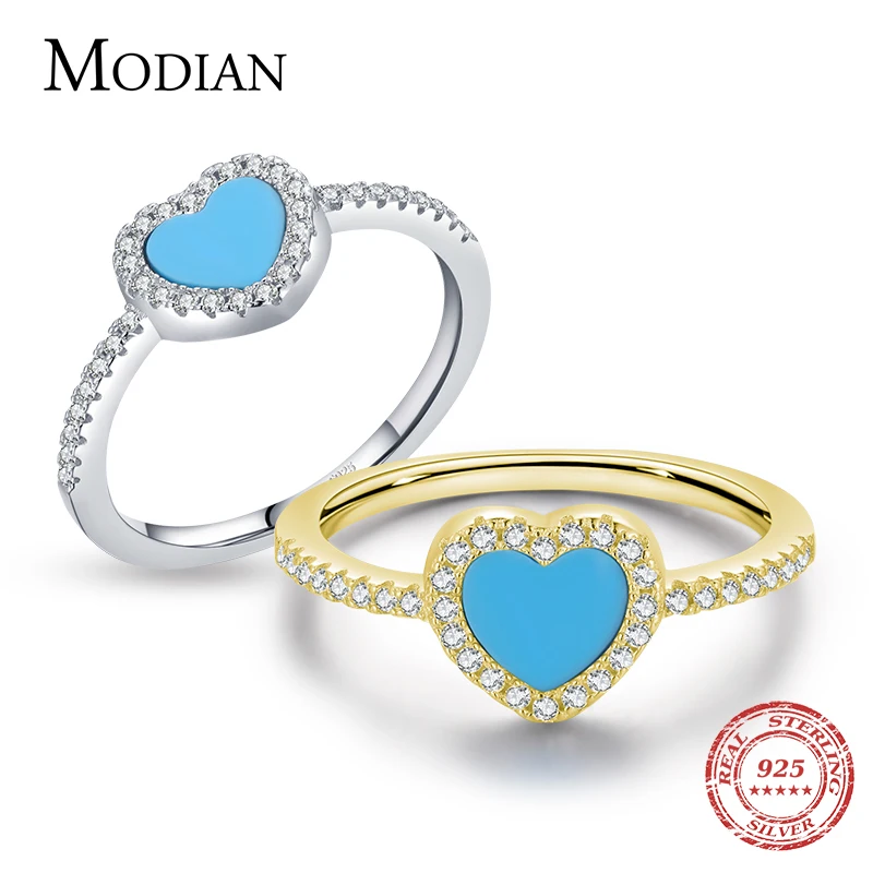 MODIAN Real 925 Sterling Silver Romantic Hearts Shape Turquoise Elegant Female Finger Ring For Women Wedding Engagement Jewelry
MODIAN Real 925 Sterling Silver Romantic Hearts Shape Turquoise Elegant Female Finger Ring For Women Wedding Engagement Jewelry