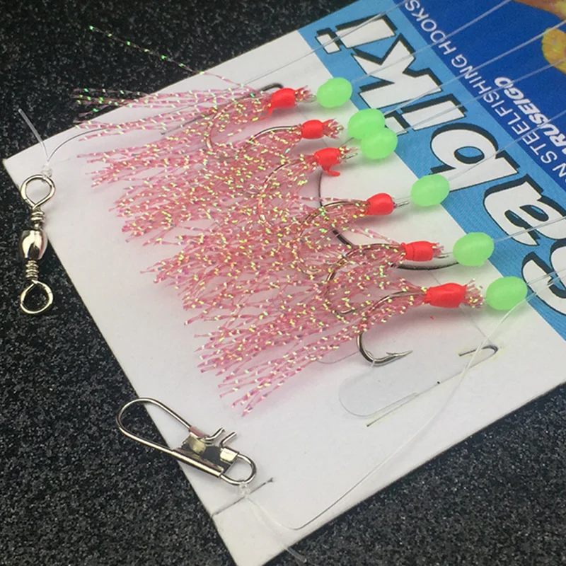 6Pcs/Set New Carbon Steel Mackerel Feathers Bass Cod Lure Sea Fishing Luminous Fishing Hook Treble Bait Fishing Wire
6Pcs/Set New Carbon Steel Mackerel Feathers Bass Cod Lure Sea Fishing Luminous Fishing Hook Treble Bait Fishing Wire