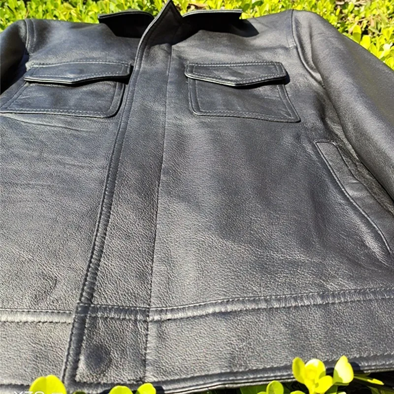 New Genuine Leather Jacket Men Motorcycle Coat Sheepskin Slim Fit Lapel Multi-Pockets Business Casual Autumn Winter Outerwear
New Genuine Leather Jacket Men Motorcycle Coat Sheepskin Slim Fit Lapel Multi-Pockets Business Casual Autumn Winter Outerwear