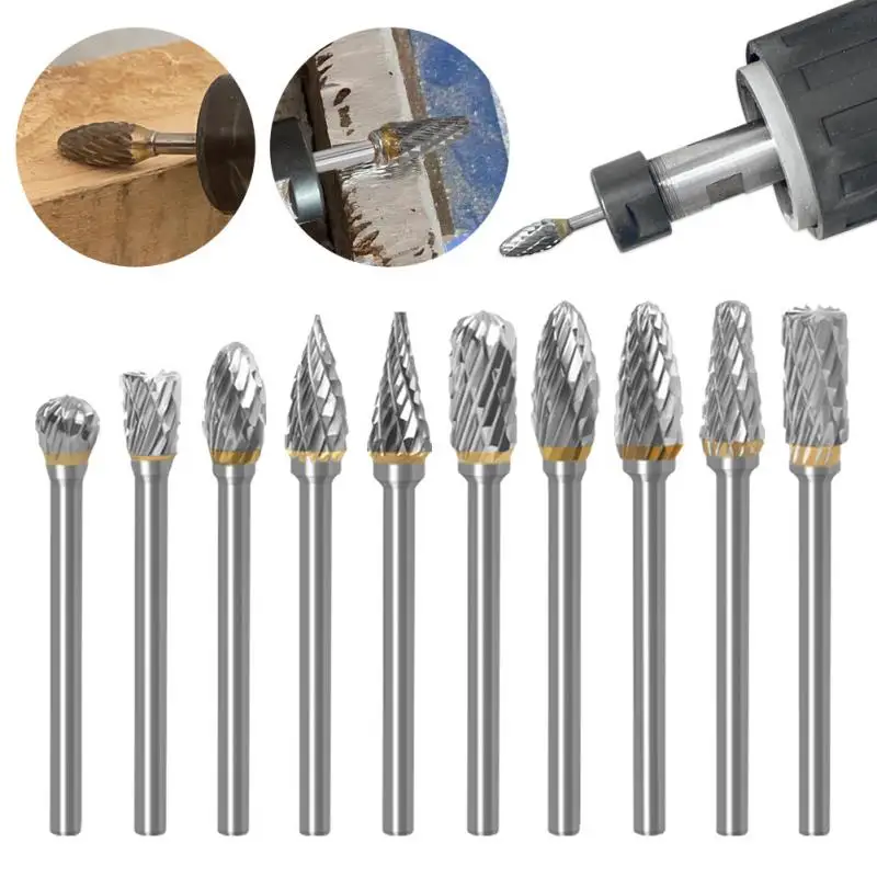 New 10PCS 1/8" Shank Tungsten Carbide Milling Cutter Rotary Tool Burr Double Diamond Cut Rotary Dremel Tools Electric Grinding
New 10PCS 1/8" Shank Tungsten Carbide Milling Cutter Rotary Tool Burr Double Diamond Cut Rotary Dremel Tools Electric Grinding
