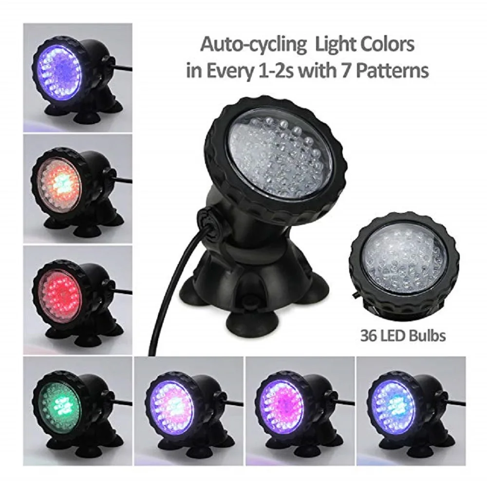 1 комплект 1/2/3/4/5 светильник водонепроницаемый IP68 RGB 36 светодиодный подводный прожектор для бассейна фонтана пруда воды садового аквариума 
1 комплект 1/2/3/4/5 светильник водонепроницаемый IP68 RGB 36 светодиодный подводный прожектор для бассейна фонтана пруда воды садового аквариума