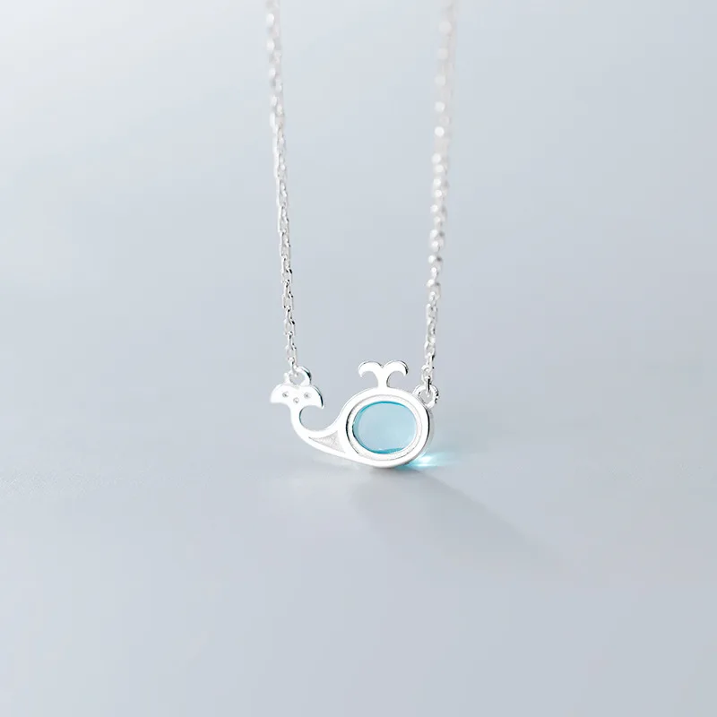 S925 Sterling Silver Color Korean Fashion Blue Glass Crystal Small Cute Whale Pendant Necklace For Women Girls Daughter Jewelry
S925 Sterling Silver Color Korean Fashion Blue Glass Crystal Small Cute Whale Pendant Necklace For Women Girls Daughter Jewelry