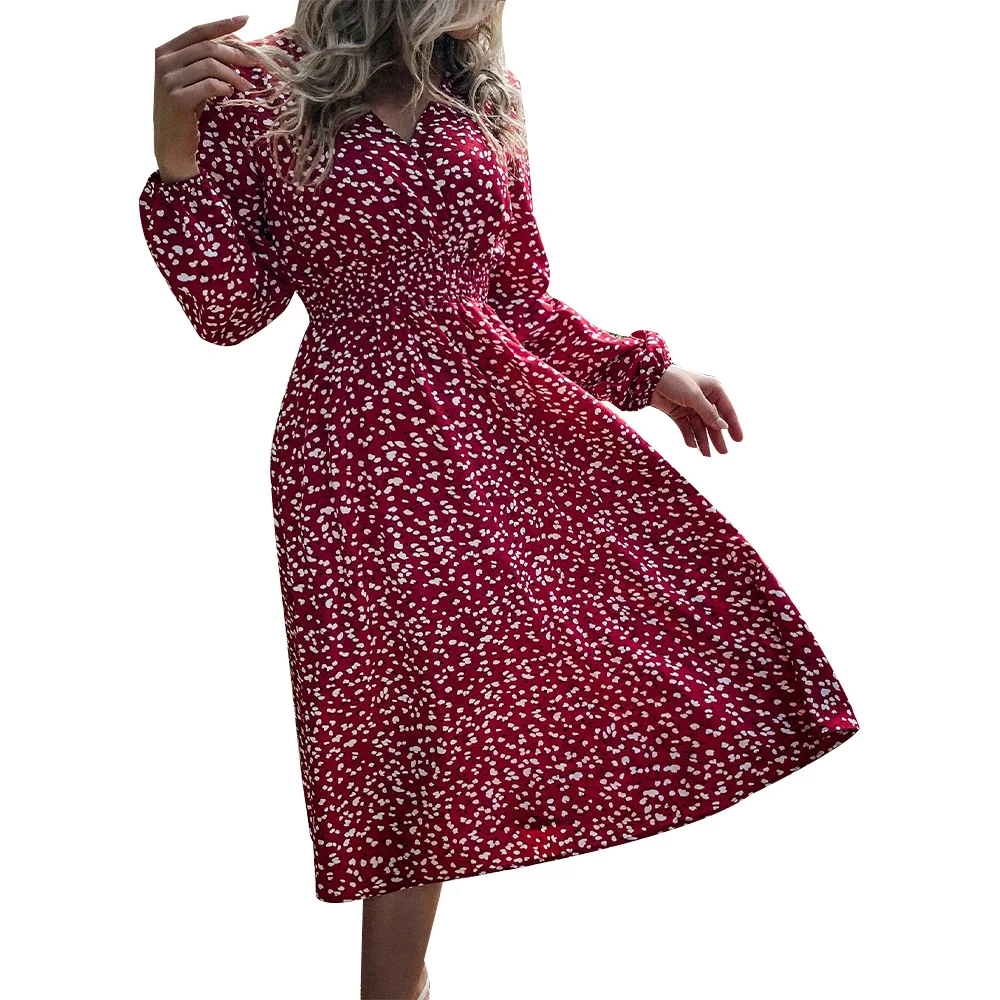 Bohemian Women Floral V-Neck Lantern Sleeve Midi Dress Long Sleeve Pullover Fashion Knee Length Dress Holiday A-Line Dresses
Bohemian Women Floral V-Neck Lantern Sleeve Midi Dress Long Sleeve Pullover Fashion Knee Length Dress Holiday A-Line Dresses