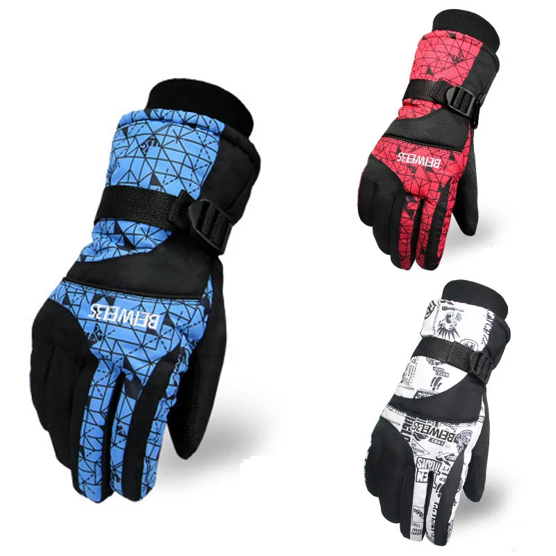 Теплые лыжные перчатки для мужчин и женщин ветрозащитные водонепроницаемые