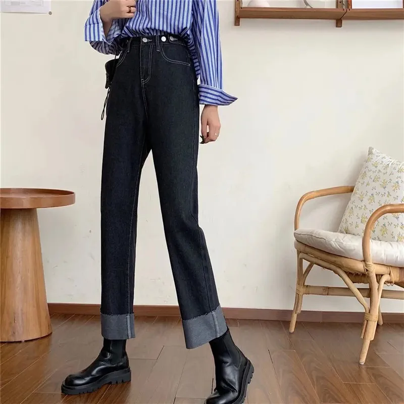 Vintage Straight Jeans Women High Waist Denim Trousers Designer Fashion Tight Long Washed Pants Office Lady Plus Size Summer
Vintage Straight Jeans Women High Waist Denim Trousers Designer Fashion Tight Long Washed Pants Office Lady Plus Size Summer