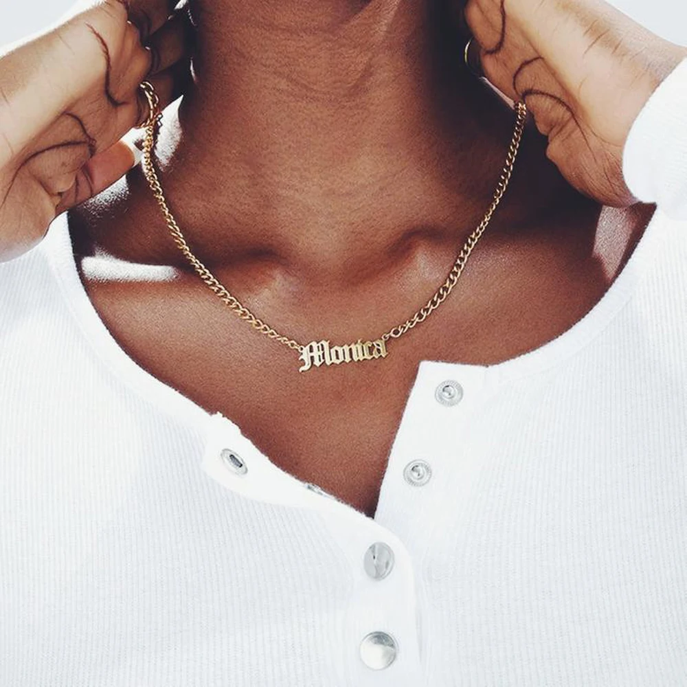 Ladies Personality Stainless Steel Necklace Custom Old English Pendant Cuban Chain Necklace Collar Punk Exquisite Jewelry Gift
Ladies Personality Stainless Steel Necklace Custom Old English Pendant Cuban Chain Necklace Collar Punk Exquisite Jewelry Gift