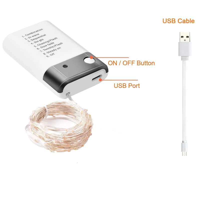 5/10/20M LED Copper Wire String Lights Battery USB Dual Power Eight Modes Fairy Light String For Christmas Wedding Decor Lights 
5/10/20M LED Copper Wire String Lights Battery USB Dual Power Eight Modes Fairy Light String For Christmas Wedding Decor Lights
