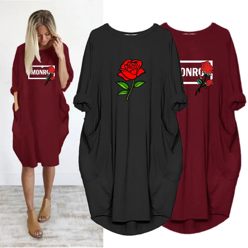 Dress Women Rose Letter Print Pocket Loose Dresses Vintage Fall Maxi Clothes Party Casual Dresses Woman Dress Vestido
Dress Women Rose Letter Print Pocket Loose Dresses Vintage Fall Maxi Clothes Party Casual Dresses Woman Dress Vestido