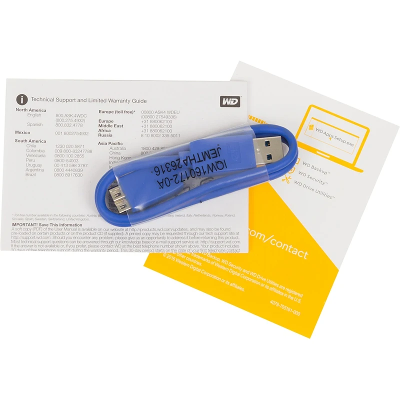 Жесткий диск WD Original USB 3.0 1Tb WDBBEX0010BBL-EEUE My Passport 2.5" синий | Компьютеры и офис