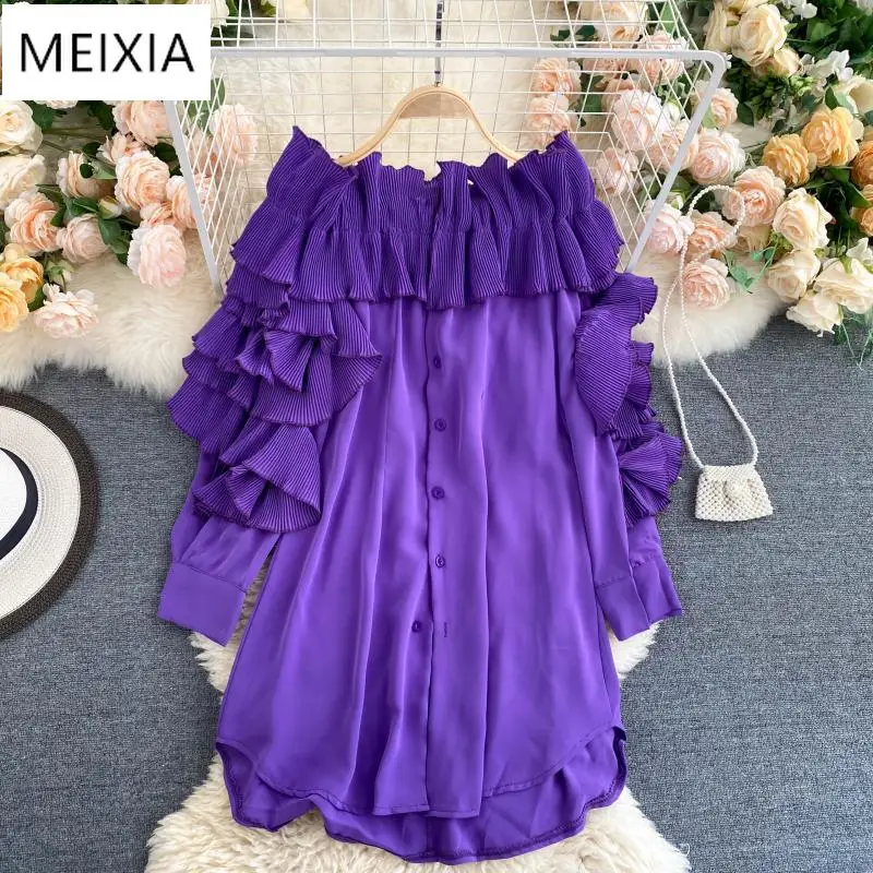 Women's Autumn Blouse European Pleated Ruffled Slash Neck Puff Sleeve Shirts Chiffon Female Tops Blusa PL
Women's Autumn Blouse European Pleated Ruffled Slash Neck Puff Sleeve Shirts Chiffon Female Tops Blusa PL