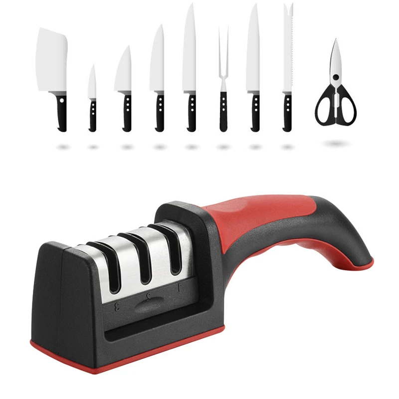 

3-Stage Knife Sharpener with 1 More Replace Sharpener Manual Kitchen Knife Sharpening Tool For all Knives KC0319