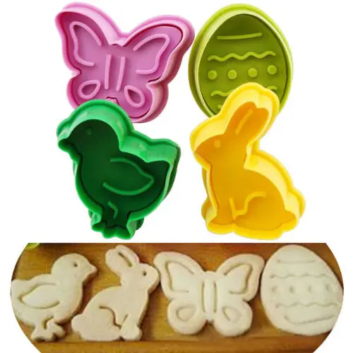 4X фон с пасхальными яйцами и кроликом торт Fondant (сахарная) резец плунжера печенье