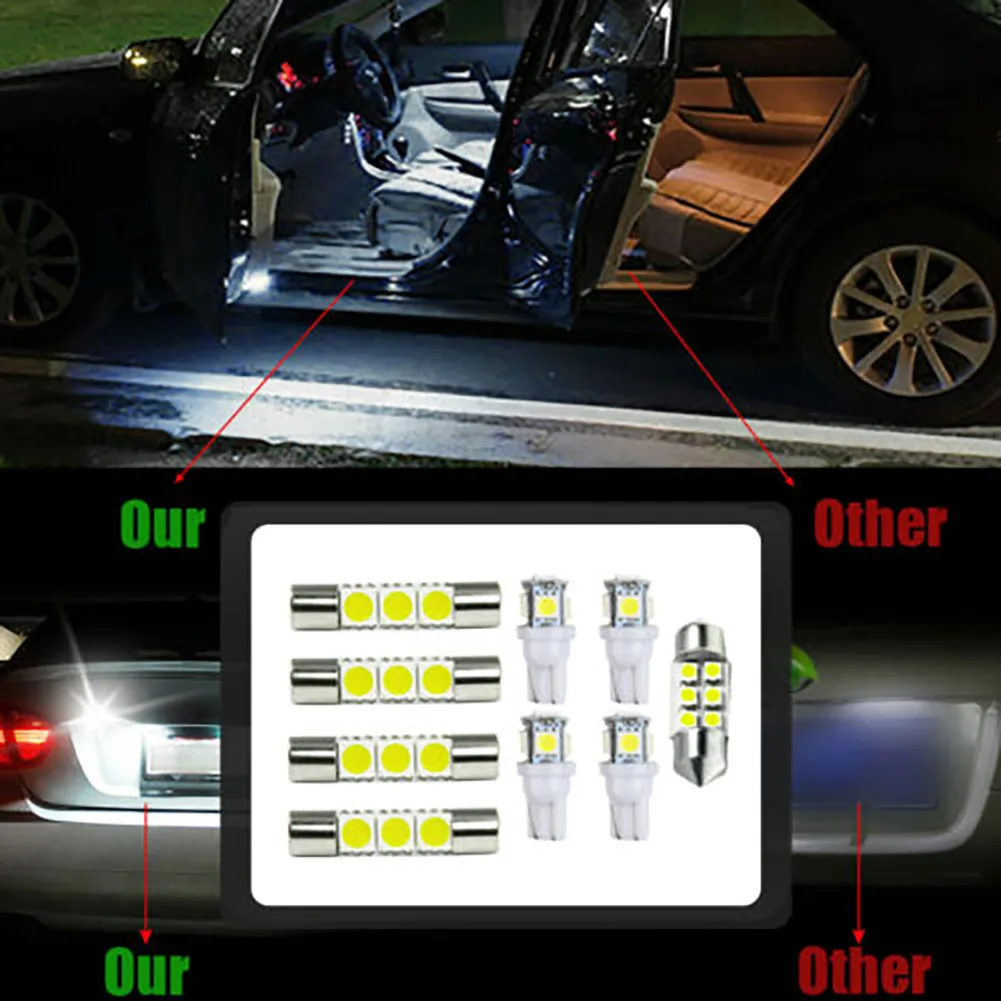 9PCS Car Led Lights Kits 6000K Bright White 360 Degree Lighting License Plate Light Map Dome Light Car Accessories
9PCS Car Led Lights Kits 6000K Bright White 360 Degree Lighting License Plate Light Map Dome Light Car Accessories