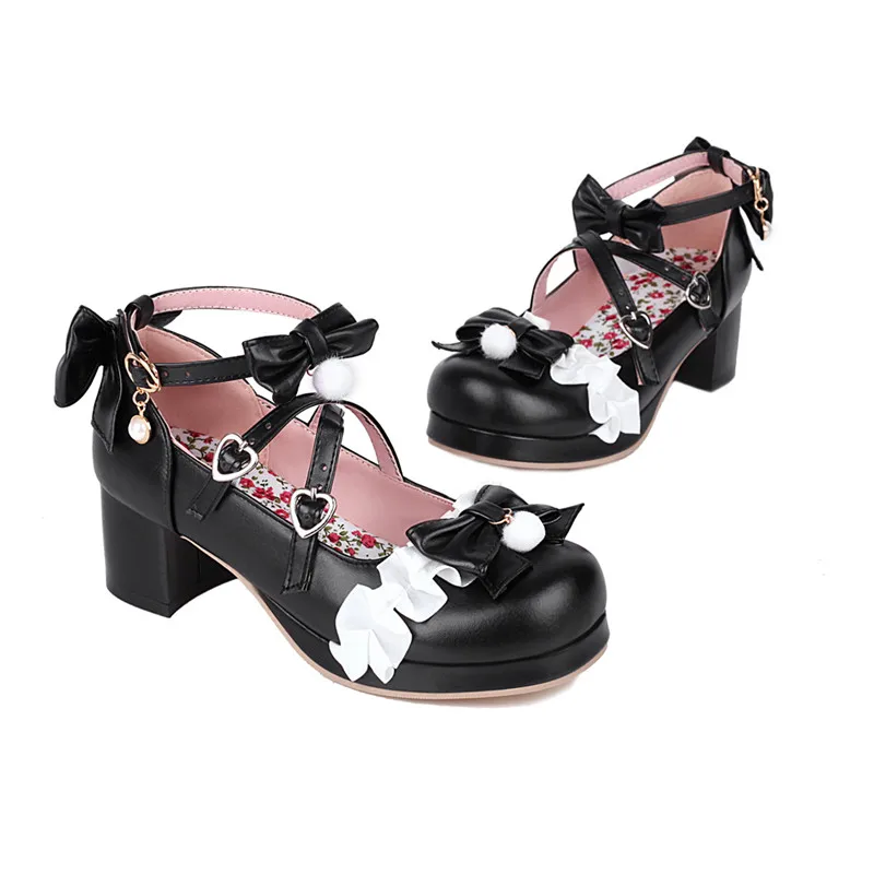 Hjwsfdcai Round Toe Women Lolita Shoes Chunky Heel Buckle Strap Cute Style Casual Shoes High Quality Leather Mujer Banquet Shoes 
Hjwsfdcai Round Toe Women Lolita Shoes Chunky Heel Buckle Strap Cute Style Casual Shoes High Quality Leather Mujer Banquet Shoes