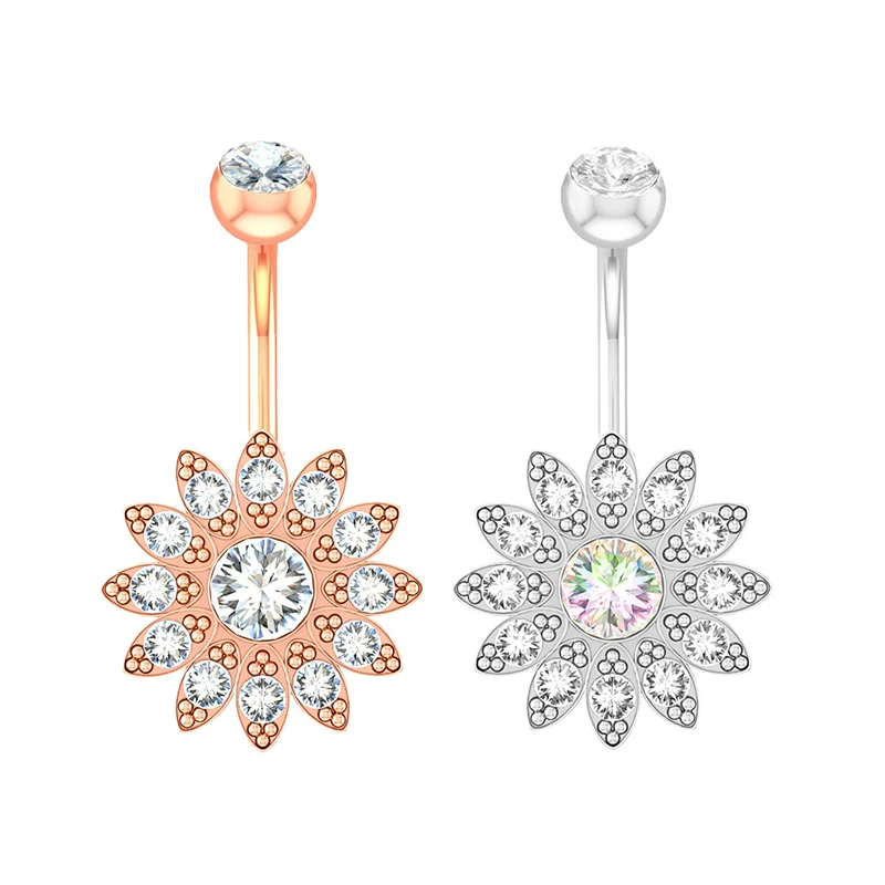 1pc Flower Navel Ring 316L Surgical Steel Belly Button Piercing CZ Crystal Ombligo Bar Barbell for Woman Sexy Body Jewelry 14G
1pc Flower Navel Ring 316L Surgical Steel Belly Button Piercing CZ Crystal Ombligo Bar Barbell for Woman Sexy Body Jewelry 14G