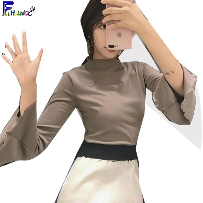 Winter Spring Basic Tees T-Shirts Women Flare Sleeve Slim Bodycon Korea Japanese Style Cute Girls Turtleneck T Shirts 1256
Winter Spring Basic Tees T-Shirts Women Flare Sleeve Slim Bodycon Korea Japanese Style Cute Girls Turtleneck T Shirts 1256