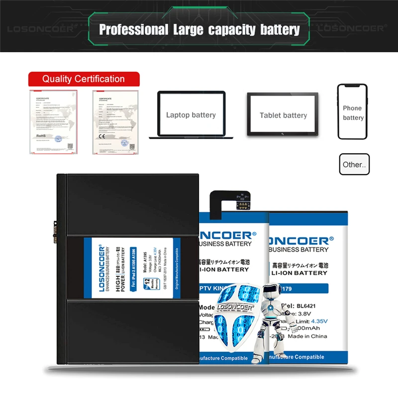LOSONCOER 4800mAh BT-565 Battery For Leagoo KIICAA Mix T5 T5C Smart Phone Battery~In Stock | Мобильные телефоны и