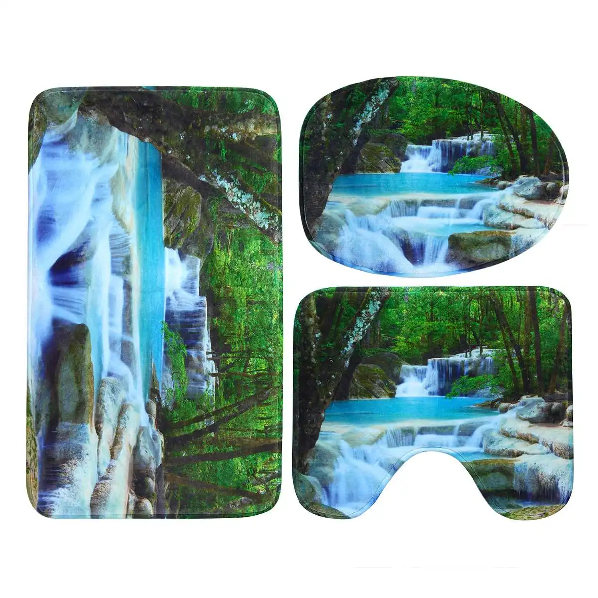 3D Waterfall Scenery Waterproof Shower Curtain Bathroom Landscape Trees Flower Bath Mat Set Pedestal Rug Lid Toilet Cover
3D Waterfall Scenery Waterproof Shower Curtain Bathroom Landscape Trees Flower Bath Mat Set Pedestal Rug Lid Toilet Cover